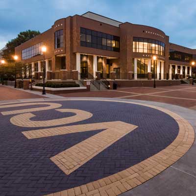 v.c.u. student commons at dusk