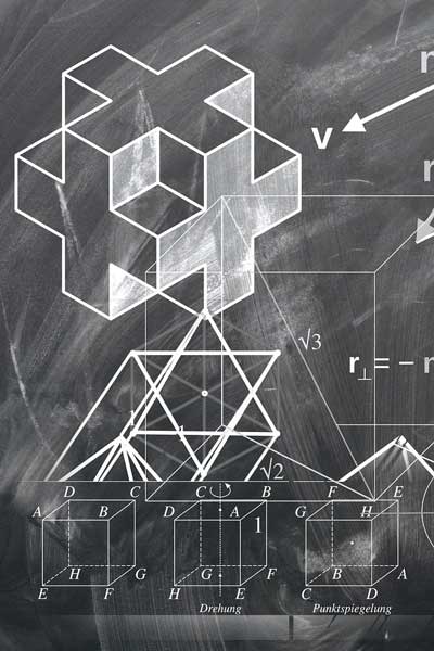 geometry problems scrawled in chalk on a chalkboard